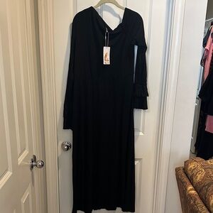 Pretty Garden Elegant Black Long Sleeve Dress